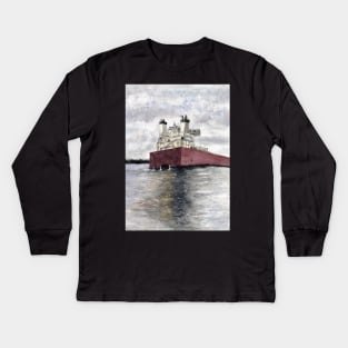 Sault Locks Freighter Kids Long Sleeve T-Shirt